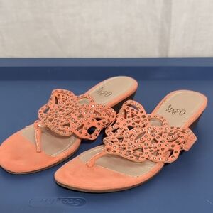 Impo Ransom Coral Rhinestone Studded Thong Sandals Size 6.5